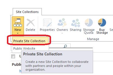 Private site collection